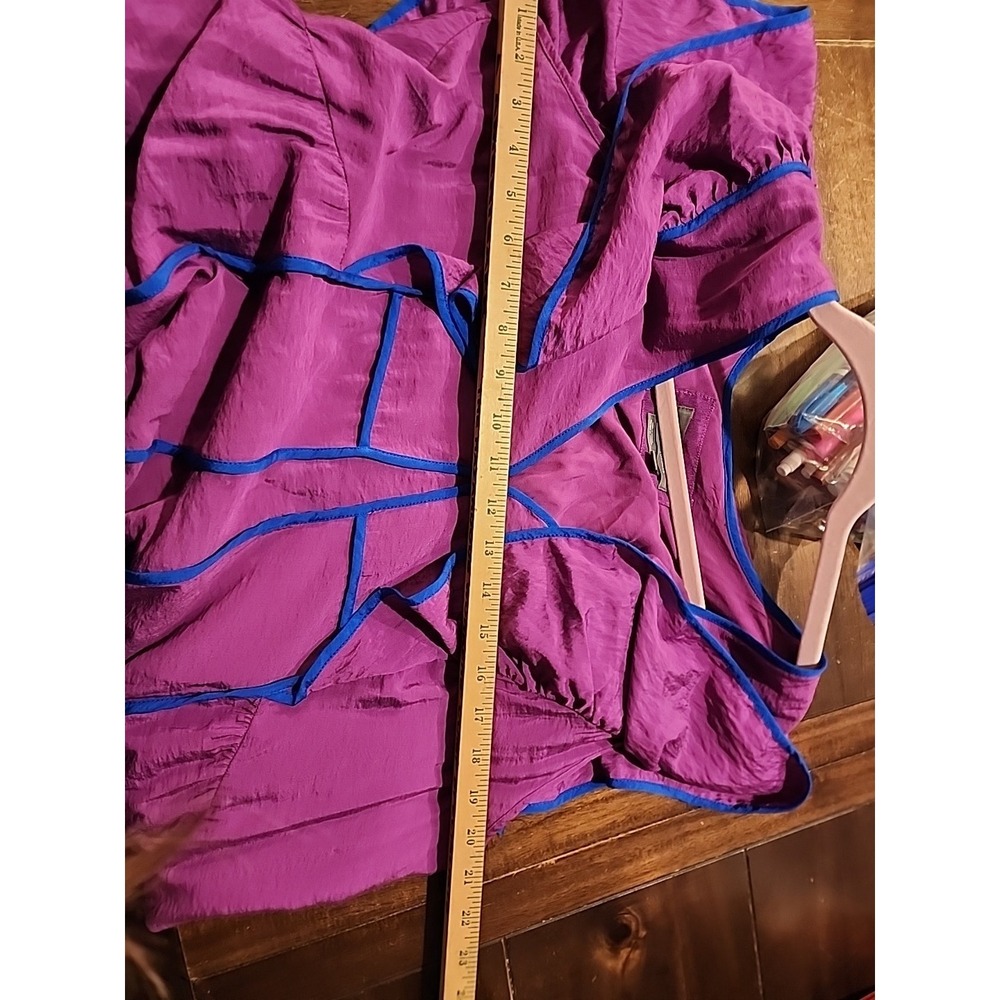 Anthropologie Mimi Flutter Sleeve Tipped Midi Dress Purple L Full Tiered Fuschia - Picture 10 of 10